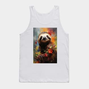 Tropical Floral Sloth Tank Top